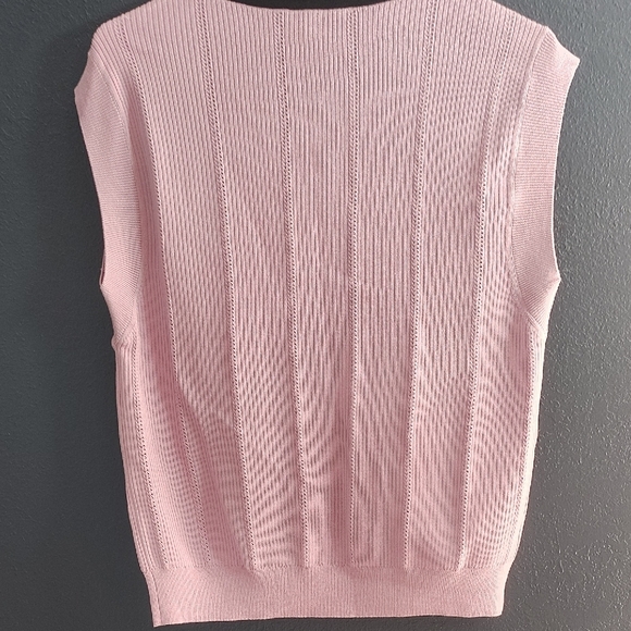 Ann Taylor Pink Knit Top with Black Trim - Picture 6 of 8